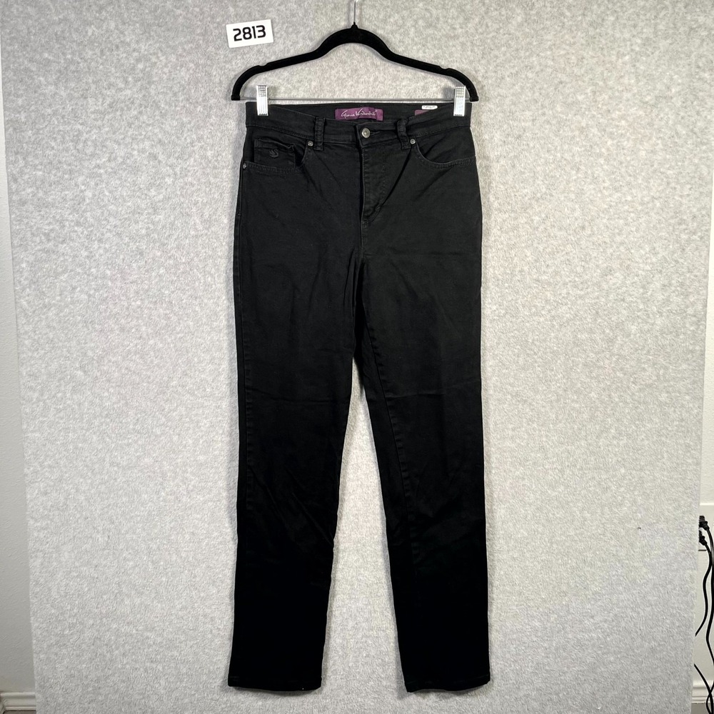 Gloria Vanderbilt Amanda Jeans Womens 4 Black Denim Cotton Stretch Straight Leg
